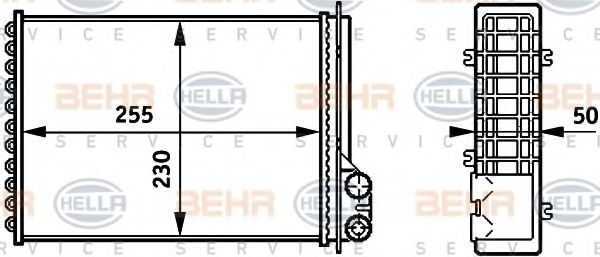 Теплообменник, отопление салона BEHR HELLA SERVICE 8FH 351 313-301