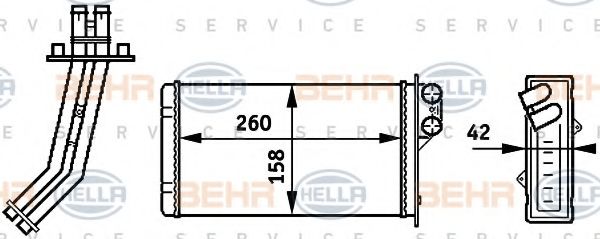 Теплообменник, отопление салона BEHR HELLA SERVICE 8FH 351 313-311