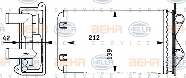 Теплообменник, отопление салона BEHR HELLA SERVICE 8FH 351 313-401