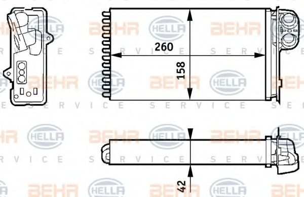 Теплообменник, отопление салона BEHR HELLA SERVICE 8FH 351 313-421