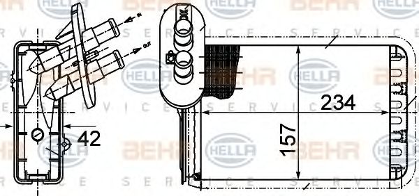 Теплообменник, отопление салона BEHR HELLA SERVICE 8FH 351 313-451