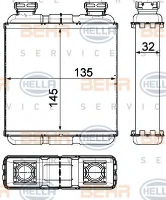 Теплообменник, отопление салона BEHR HELLA SERVICE 8FH 351 315-481