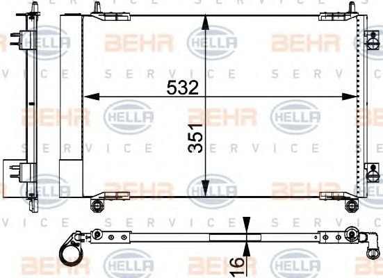 Конденсатор, кондиционер BEHR HELLA SERVICE 8FC 351 317-521
