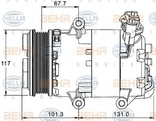 Компрессор, кондиционер BEHR HELLA SERVICE 8FK 351 334-041