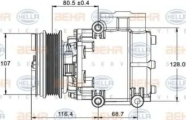 Компрессор, кондиционер BEHR HELLA SERVICE 8FK 351 334-101