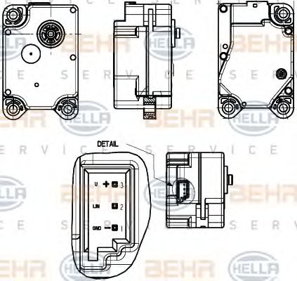 Регулировочный элемент, смесительный клапан BEHR HELLA SERVICE 6NW 351 344-011
