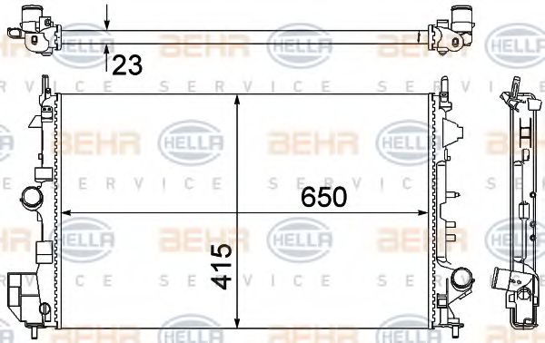 Радиатор, охлаждение двигателя BEHR HELLA SERVICE 8MK 376 700-261