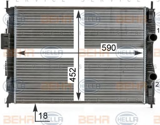 Радиатор, охлаждение двигателя BEHR HELLA SERVICE 8MK 376 700-331