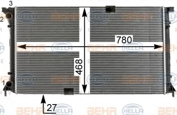 Радиатор, охлаждение двигателя BEHR HELLA SERVICE 8MK 376 700-361