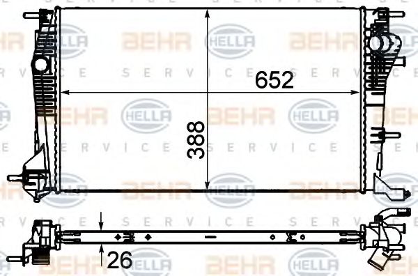 Радиатор, охлаждение двигателя BEHR HELLA SERVICE 8MK 376 700-391