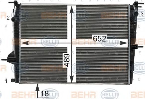 Радиатор, охлаждение двигателя BEHR HELLA SERVICE 8MK 376 700-411