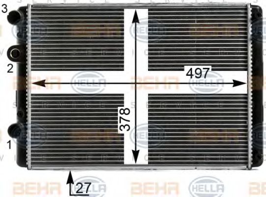 Радиатор, охлаждение двигателя BEHR HELLA SERVICE 8MK 376 700-471
