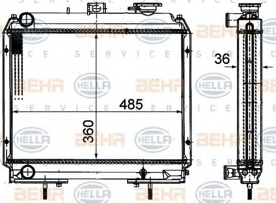 Радиатор, охлаждение двигателя BEHR HELLA SERVICE 8MK 376 701-141