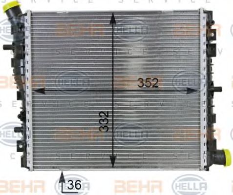 Радиатор, охлаждение двигателя BEHR HELLA SERVICE 8MK 376 701-261