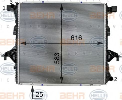 Радиатор, охлаждение двигателя BEHR HELLA SERVICE 8MK 376 701-311