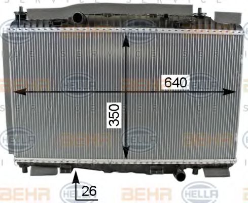Радиатор, охлаждение двигателя BEHR HELLA SERVICE 8MK 376 701-651