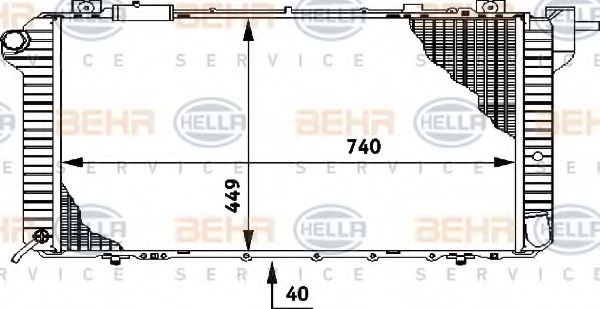 Радиатор, охлаждение двигателя BEHR HELLA SERVICE 8MK 376 706-001