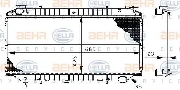 Радиатор, охлаждение двигателя BEHR HELLA SERVICE 8MK 376 706-421