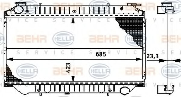 Радиатор, охлаждение двигателя BEHR HELLA SERVICE 8MK 376 706-441