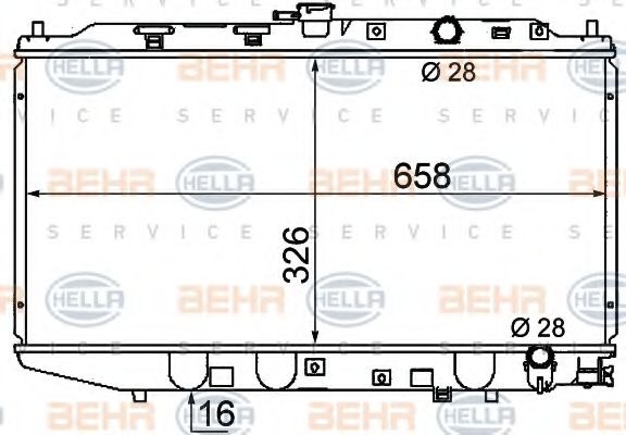 Радиатор, охлаждение двигателя BEHR HELLA SERVICE 8MK 376 706-681