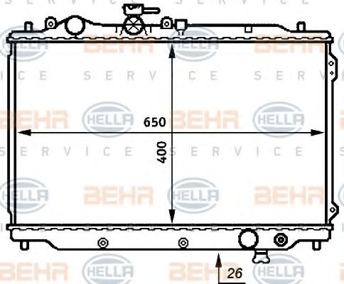 Радиатор, охлаждение двигателя BEHR HELLA SERVICE 8MK 376 706-711