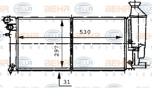 Радиатор, охлаждение двигателя BEHR HELLA SERVICE 8MK 376 707-081