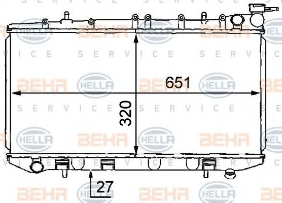 Радиатор, охлаждение двигателя BEHR HELLA SERVICE 8MK 376 707-641