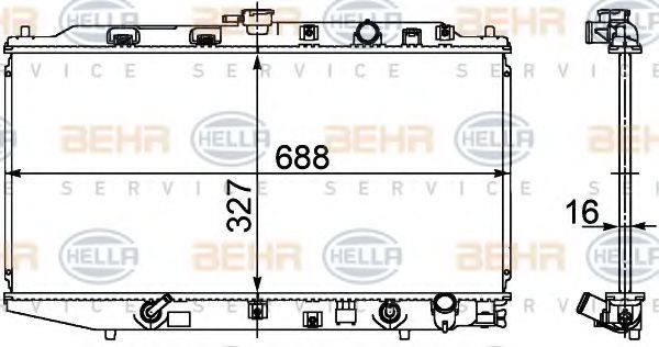 Радиатор, охлаждение двигателя BEHR HELLA SERVICE 8MK 376 707-651