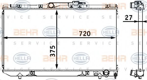 Радиатор, охлаждение двигателя BEHR HELLA SERVICE 8MK 376 708-121