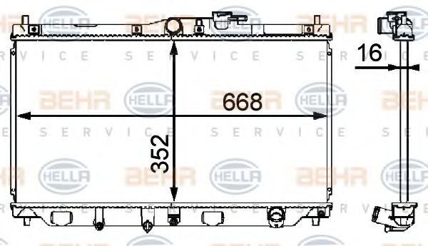 Радиатор, охлаждение двигателя BEHR HELLA SERVICE 8MK 376 708-131