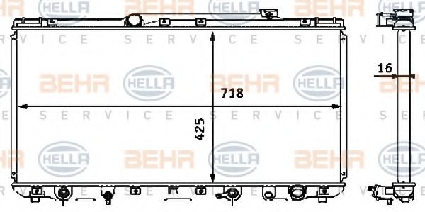 Радиатор, охлаждение двигателя BEHR HELLA SERVICE 8MK 376 708-361