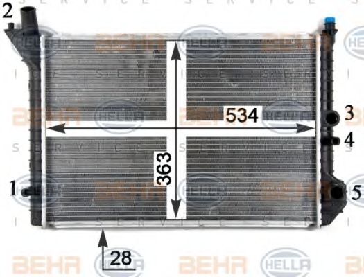 Радиатор, охлаждение двигателя BEHR HELLA SERVICE 8MK 376 709-031