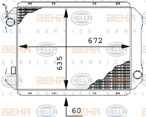 Радиатор, охлаждение двигателя BEHR HELLA SERVICE 8MK 376 709-611