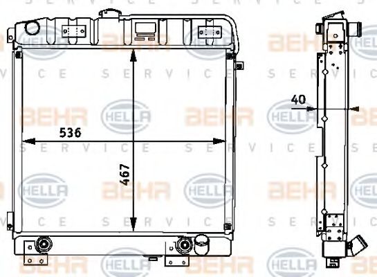 Радиатор, охлаждение двигателя BEHR HELLA SERVICE 8MK 376 709-791