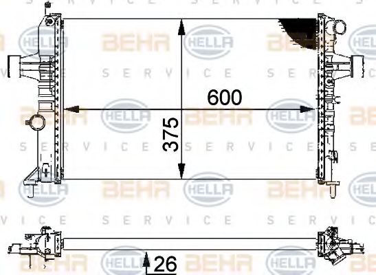 Радиатор, охлаждение двигателя BEHR HELLA SERVICE 8MK 376 710-314