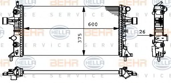 Радиатор, охлаждение двигателя BEHR HELLA SERVICE 8MK 376 710-324