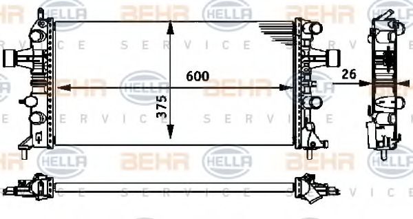 Радиатор, охлаждение двигателя BEHR HELLA SERVICE 8MK 376 710-661