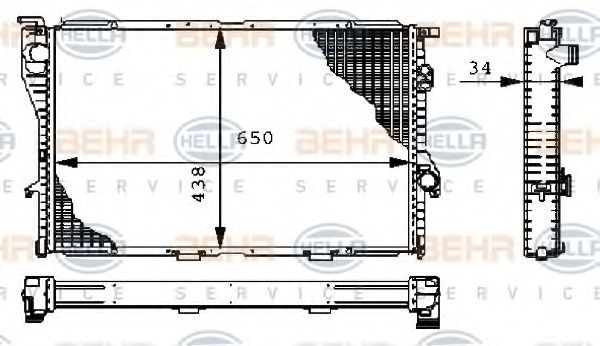 Радиатор, охлаждение двигателя BEHR HELLA SERVICE 8MK 376 711-111