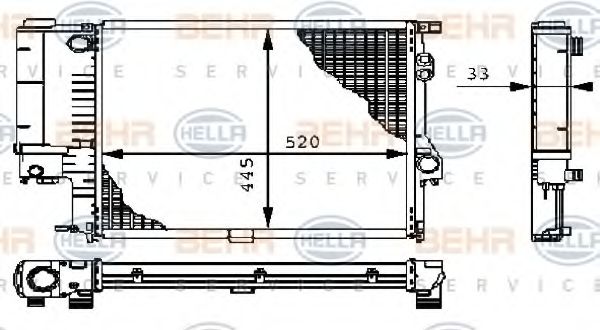 Радиатор, охлаждение двигателя BEHR HELLA SERVICE 8MK 376 711-124