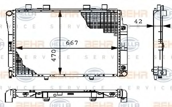 Радиатор, охлаждение двигателя BEHR HELLA SERVICE 8MK 376 711-161