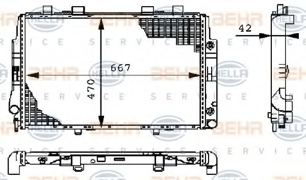 Радиатор, охлаждение двигателя BEHR HELLA SERVICE 8MK 376 711-174