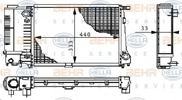 Радиатор, охлаждение двигателя BEHR HELLA SERVICE 8MK 376 711-591