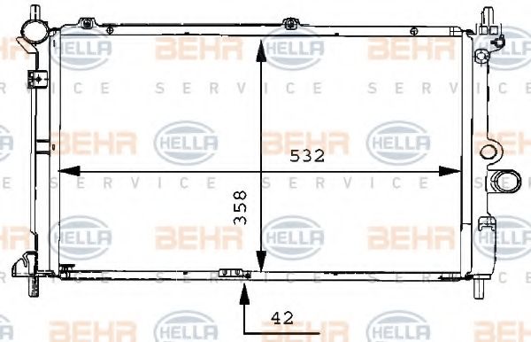 Радиатор, охлаждение двигателя BEHR HELLA SERVICE 8MK 376 711-761
