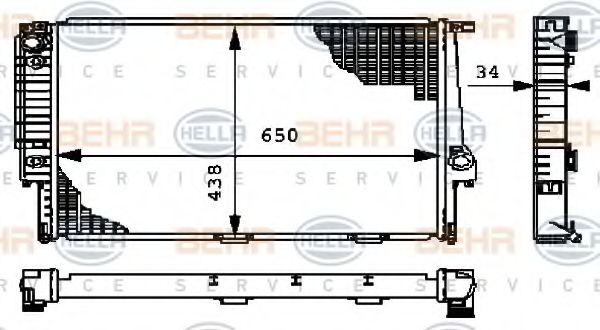 Радиатор, охлаждение двигателя BEHR HELLA SERVICE 8MK 376 712-371