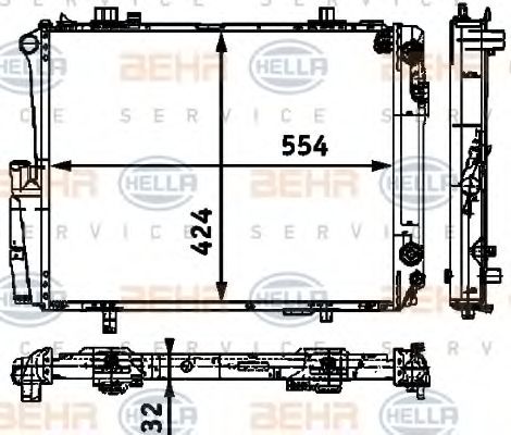 Радиатор, охлаждение двигателя BEHR HELLA SERVICE 8MK 376 712-531