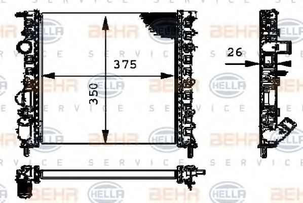 Радиатор, охлаждение двигателя BEHR HELLA SERVICE 8MK 376 712-634