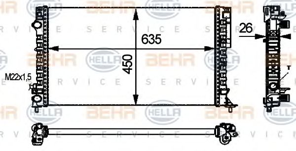 Радиатор, охлаждение двигателя BEHR HELLA SERVICE 8MK 376 712-681