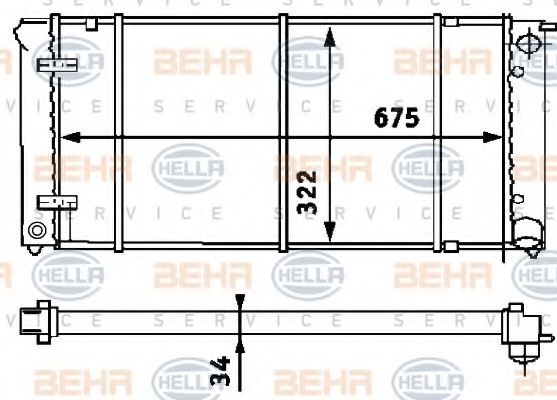 Радиатор, охлаждение двигателя BEHR HELLA SERVICE 8MK 376 713-314