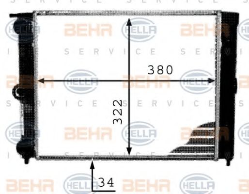 Радиатор, охлаждение двигателя BEHR HELLA SERVICE 8MK 376 713-341