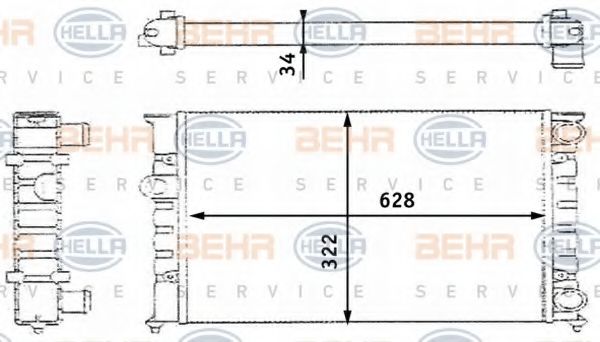 Радиатор, охлаждение двигателя BEHR HELLA SERVICE 8MK 376 713-421